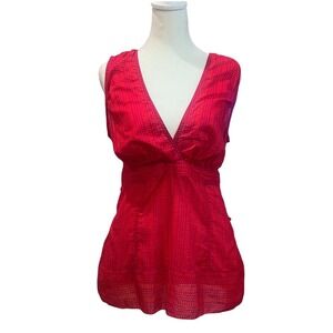 Tory‎ Burch Red Sleeveless V-Neck Tie Back Top Size 8 Blouse